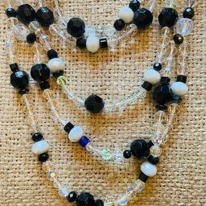 Black & White beaded necklace. 5 assorted strands. Handmade.
